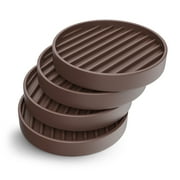CasterMaster Non-Slip Rubber Furniture Pads for Hardwood Floors, Brown, Round, 4 Pack, 2"x2" (2 inch)
