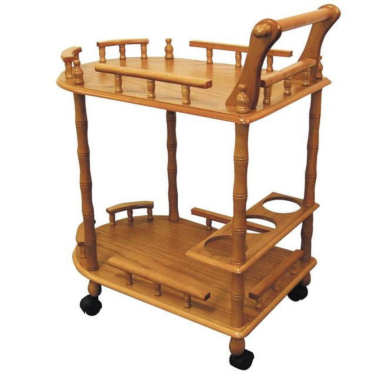 Oak Brown 2-Tier Wooden Kitchen Cart with Storage