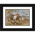 thumbnail image 1 of Castiglione, Giovanni Benedetto 32x23 Black Ornate Wood Framed with Double Matting Museum Art Print Titled - Pastoral Journey, 1 of 4