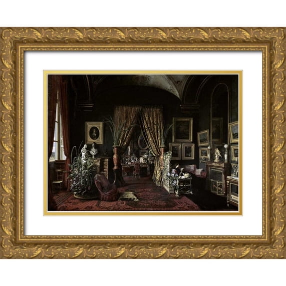 Castiglione, Giuseppe 18x14 Gold Ornate Wood Framed with Double Matting Museum Art Print Titled - Empress Eugenie In The Salon at Tuileries