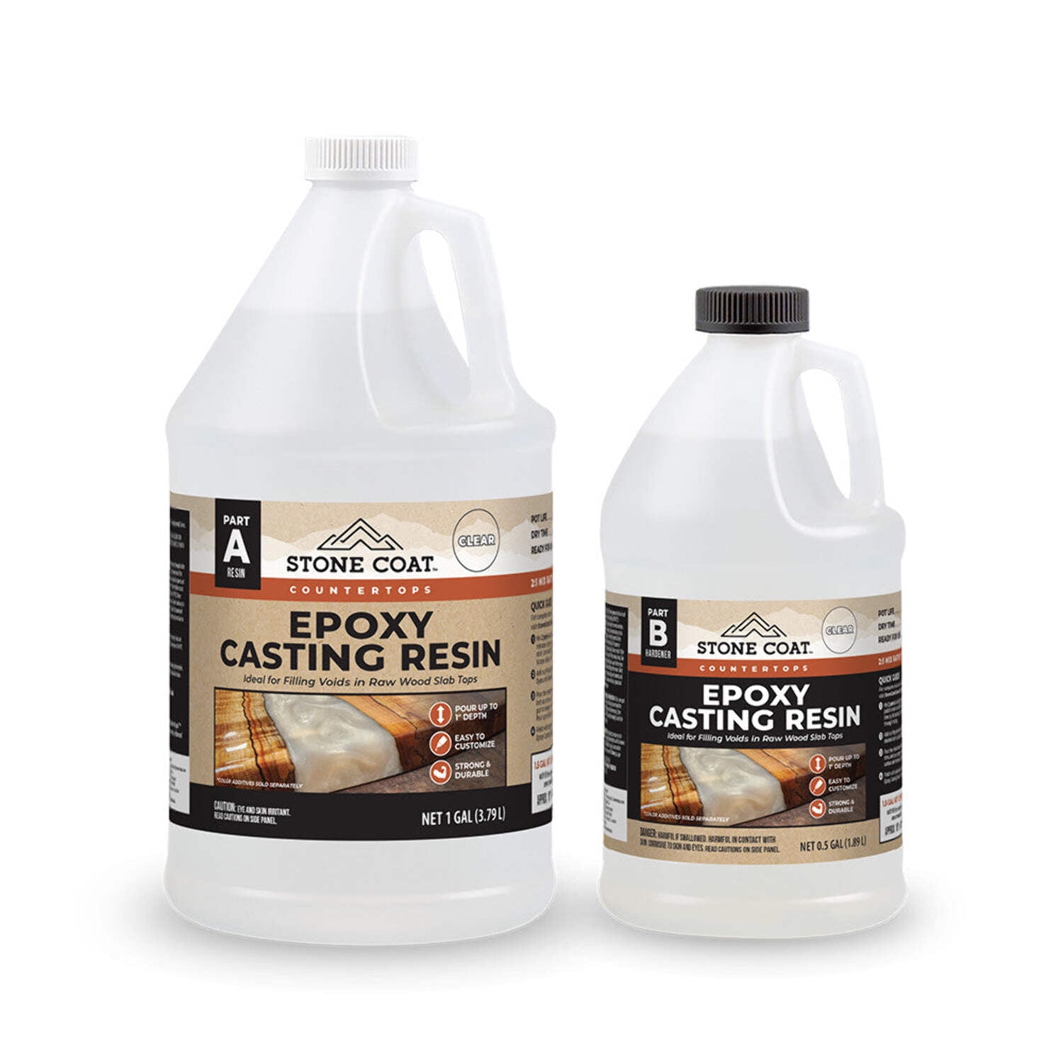 Casting Resin 1.5 Gallon Epoxy Kit (Stone Coat Countertops) DIY Epoxy Resin Kit for Woodworking, River Tables, and Filling Large Voids Up to 1 Inch Thick! (Deep Pour Epoxy)