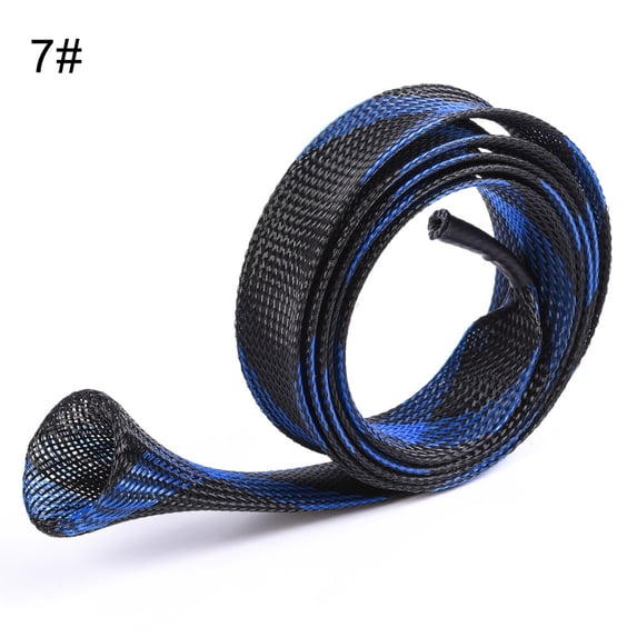 Casting Sea Fishing Rod Sleeve Cover Braided Mesh Protector Pole Gloves Tool-black blue cross