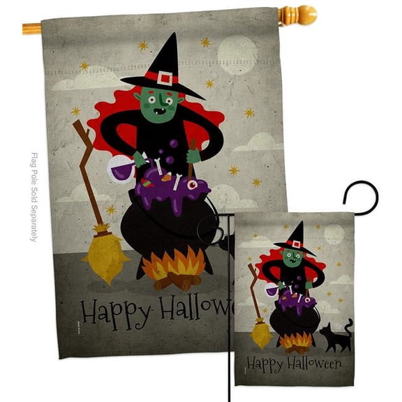 Casting Spells Falltime Halloween 28 x 40 in. Double-Sided Decorative Horizontal House Flags Set for Decoration Banner Garden Yard Gift
