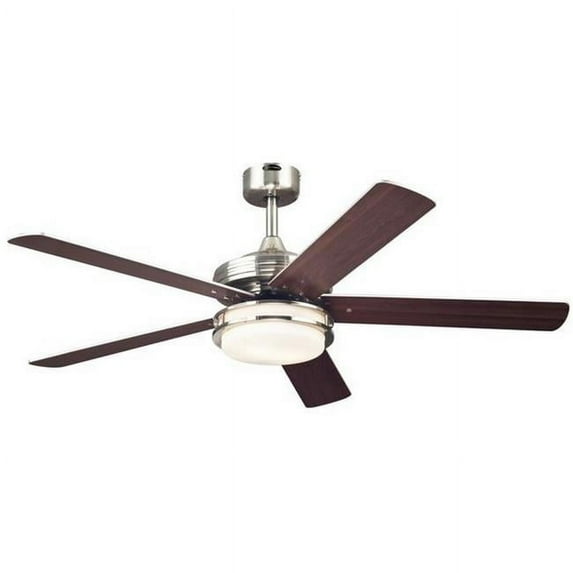 Castle 52 in. Reversible Five Blade Indoor Ceiling Fan with Light, Brushed Nickel