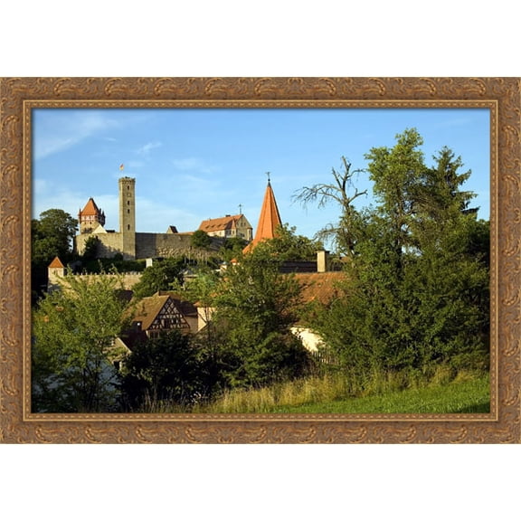 Castle Abenberg, Bavaria, Germany 40x28 Large Gold Ornate Wood Framed Canvas Art