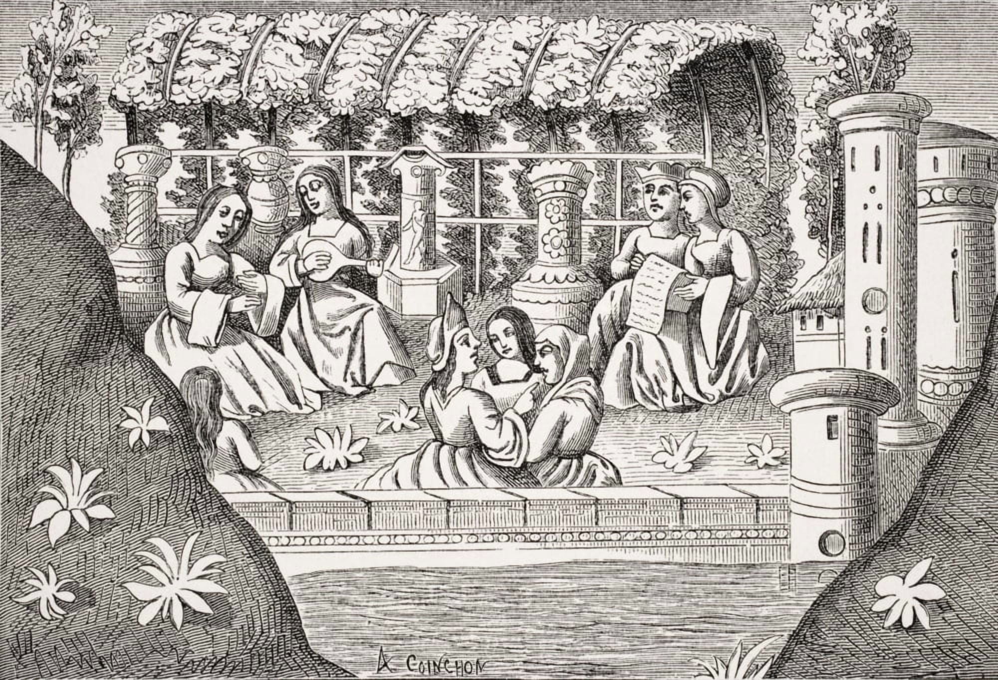 The Castle Of Alamond And Its Enchantments Copy Of Miniature In 15Th Century Manuscript Of Marco PoloS Travels Canvas Art - Ken Welsh  Design Pics (34 x 22)
