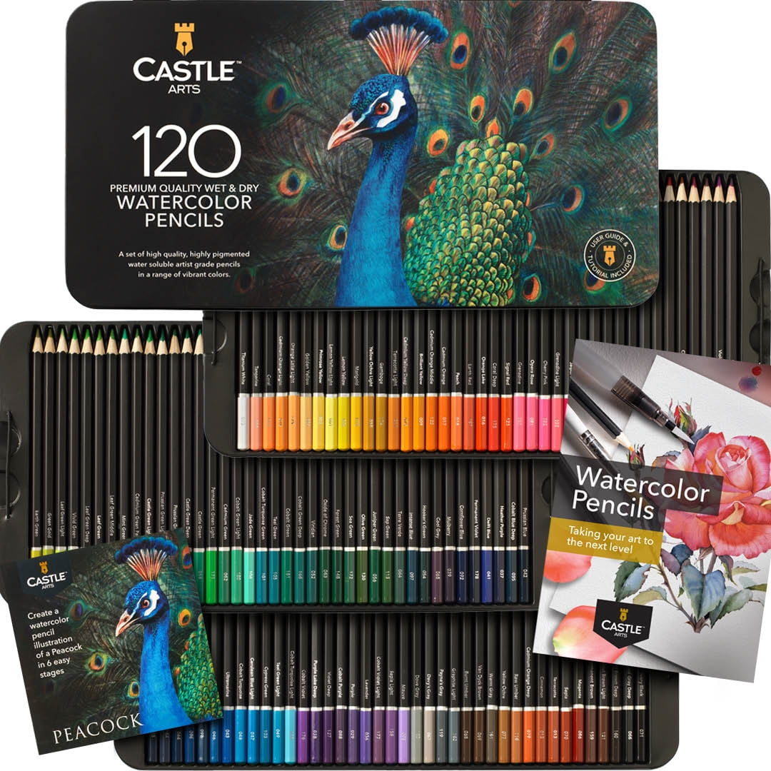 Castle Art Supplies 120 Watercolor Pencils Tin Set for Adult Artists and  Professionals