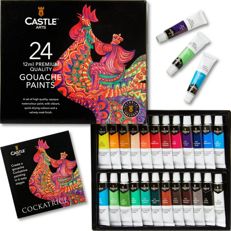 U.S. Art Supply 24 Color Set of Acrylic Paint in 12ml Tubes with 12 Pack 8  X 10 Professional Quality Canvas Panels 