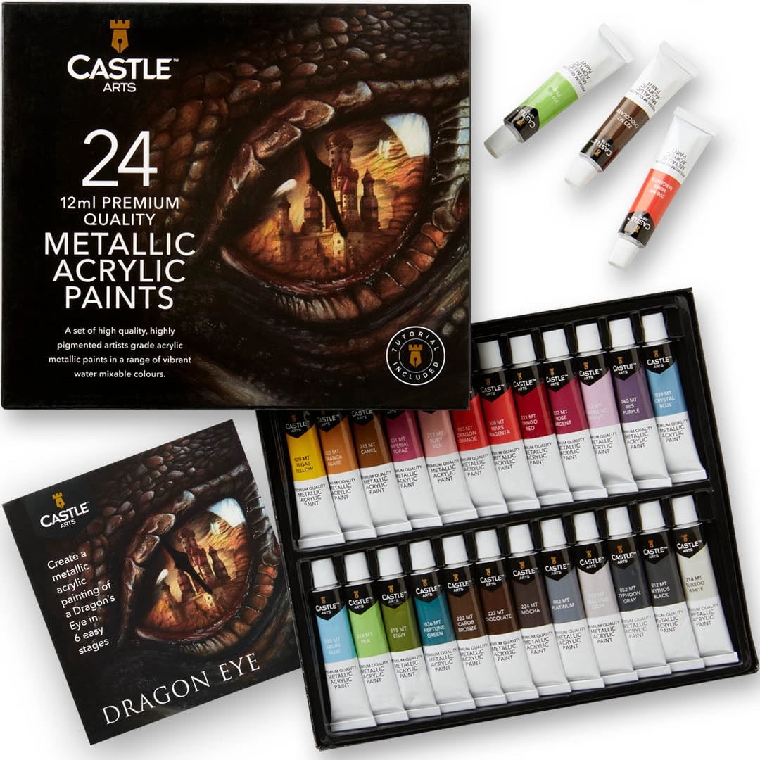 Castle Art Supplies 24 Piece Metallic Acrylic Tube Set