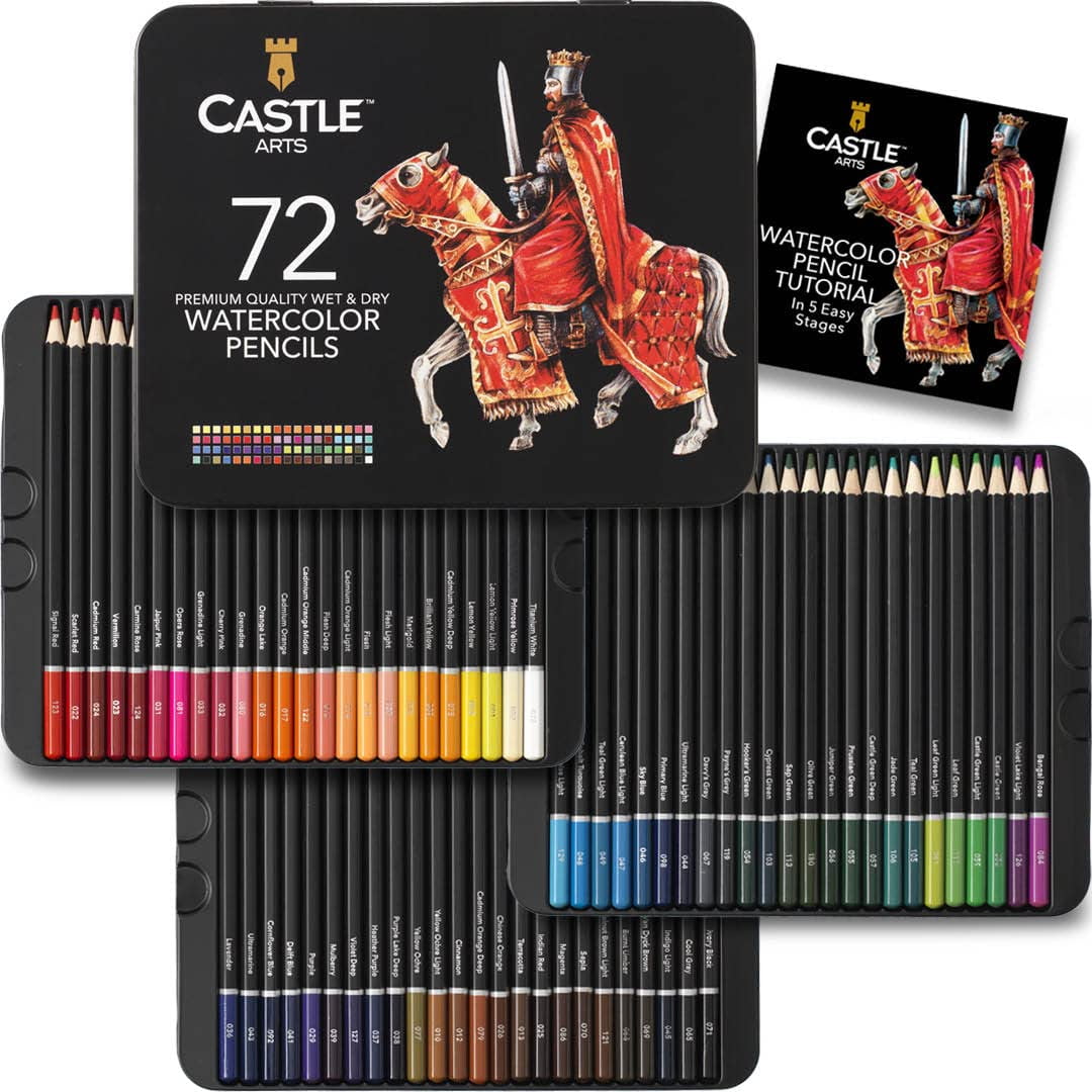 Cezanne Watercolor Pencils Set for Adults, Set of 72 with DIY Swatch Page, Professional Artist Grade for Drawing, Sketching, Coloring, Painting