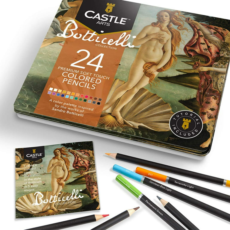 Castle Arts Themed 24 Colored Pencil Set in Tin Box, perfect 'Portraits'  colors. Featuring quality, smooth colored cores, superior blending &  layering performance achieves realistic results - Yahoo Shopping