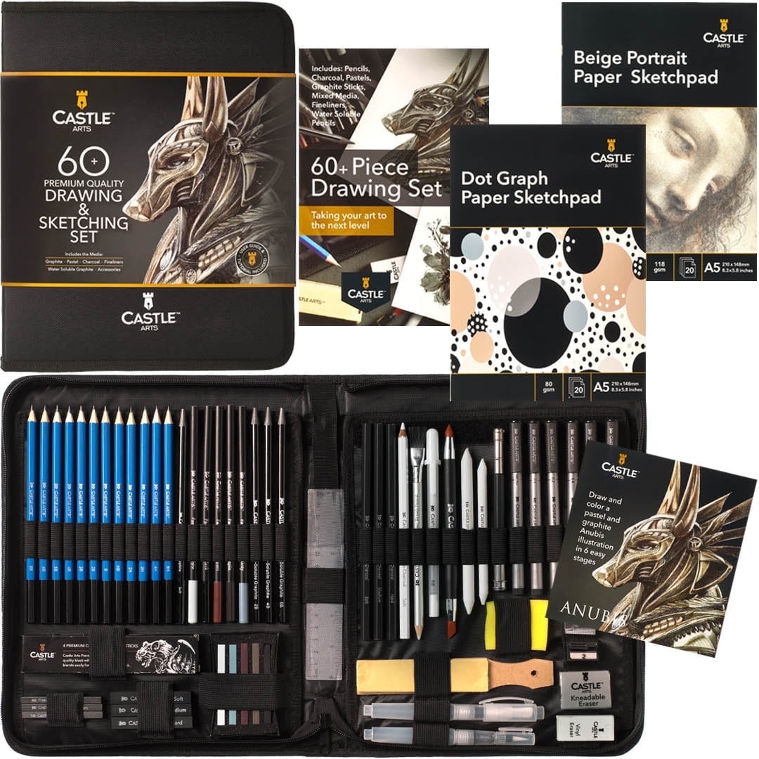 Castle Art Supplies 60 Piece Drawing & Sketching Set