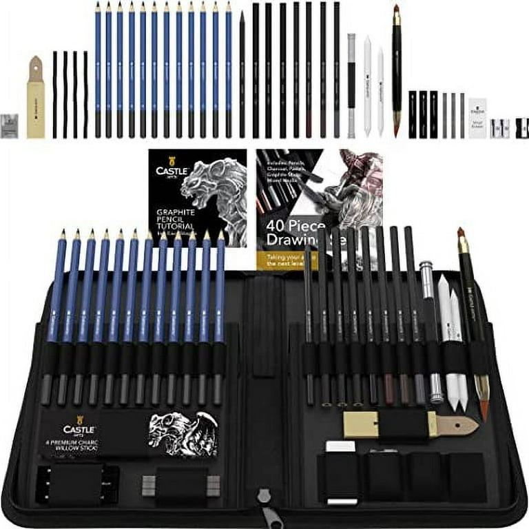 Castle Art Supplies Graphite Drawing Pencils and Sketch Set (40-Piece Kit)