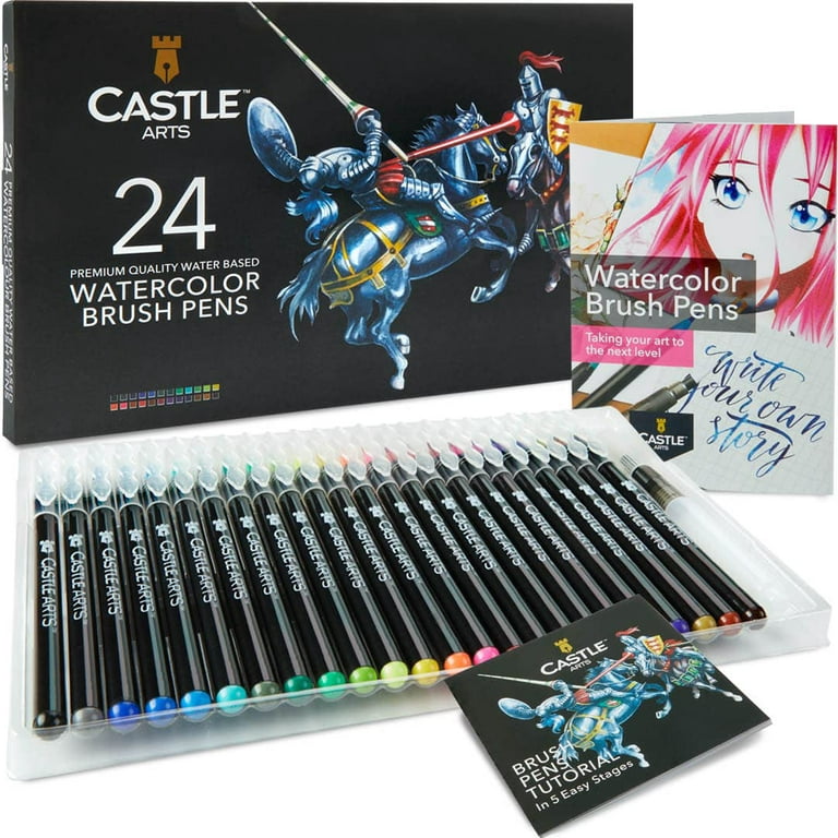 Watercolor Brush Pens 24 Paint Markers with Flexible