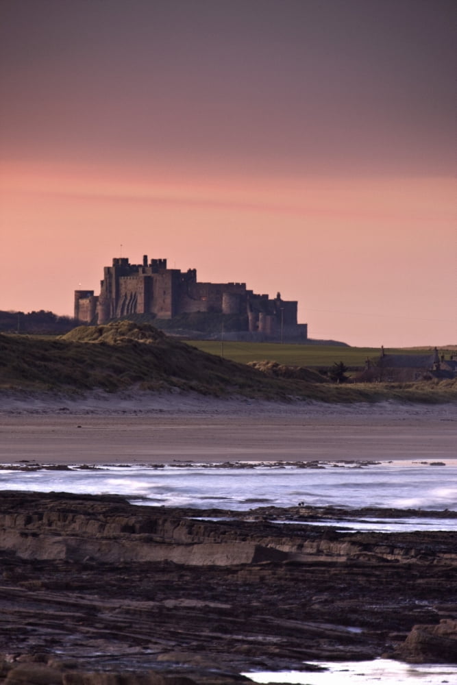 Castle At Dusk Northumberland England Uk Canvas Art - John Short Design Pics (24 x 36)