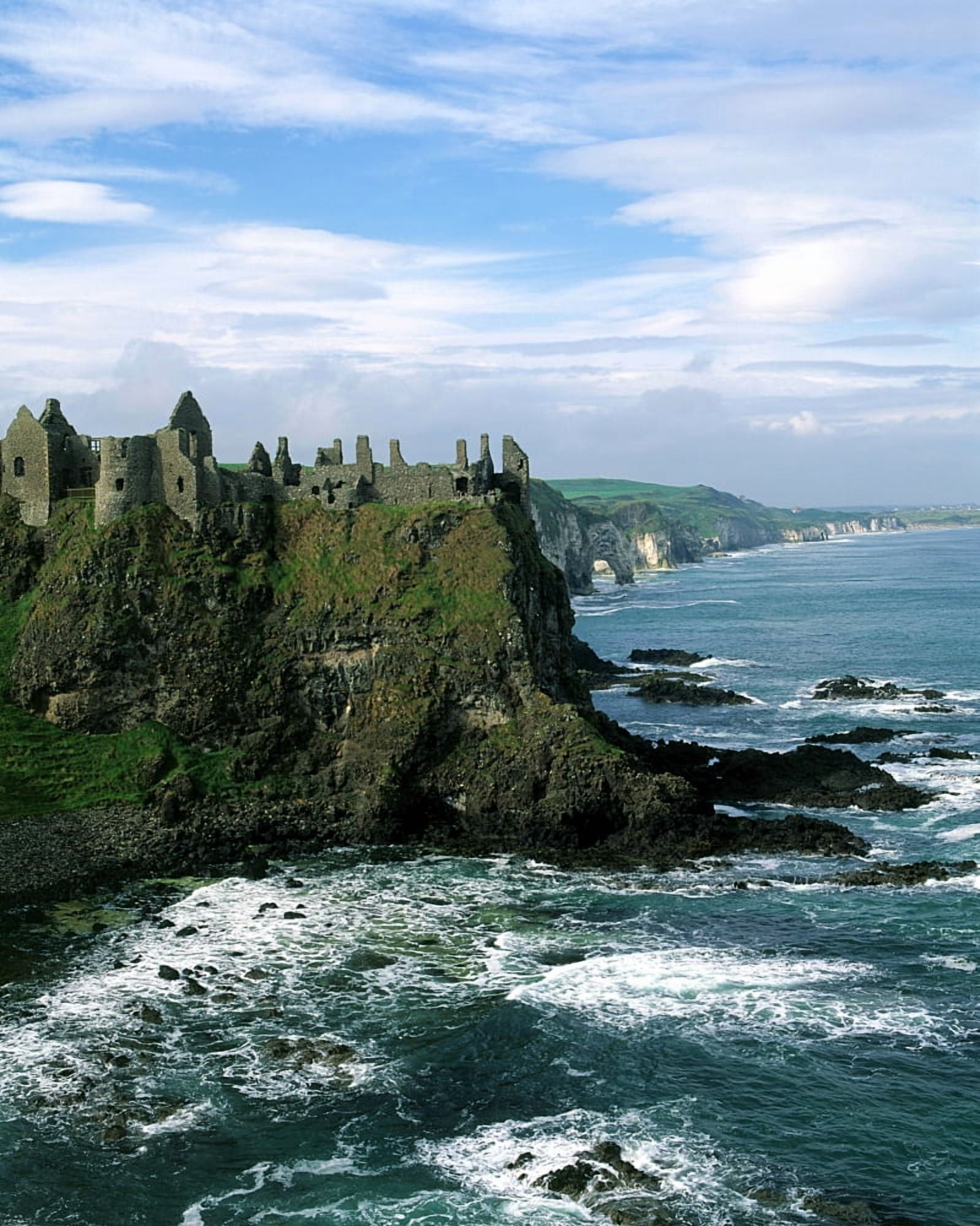 Castle At The Seaside Dunluce Castle County Antrim Northern Ireland Canvas Art - The Irish Image Collection Design Pics (12 x 16)