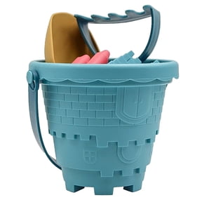 Castle Beach Sand Bucket 6-Piece Set Heavy Duty Shovel Rake Molds Digging Tools Wading Wading Pool Backyard Sandbox Activity Supplies