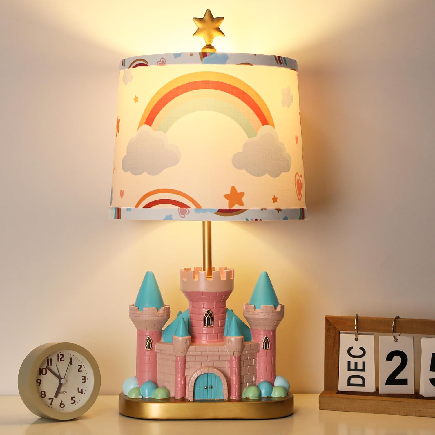 Castle Bedside Table Lamp For Kid Pink Princess Nursery Lamp For Girl Castle Bedside Table Lamp For Kid Pink Princess Nursery Lamp For Girl