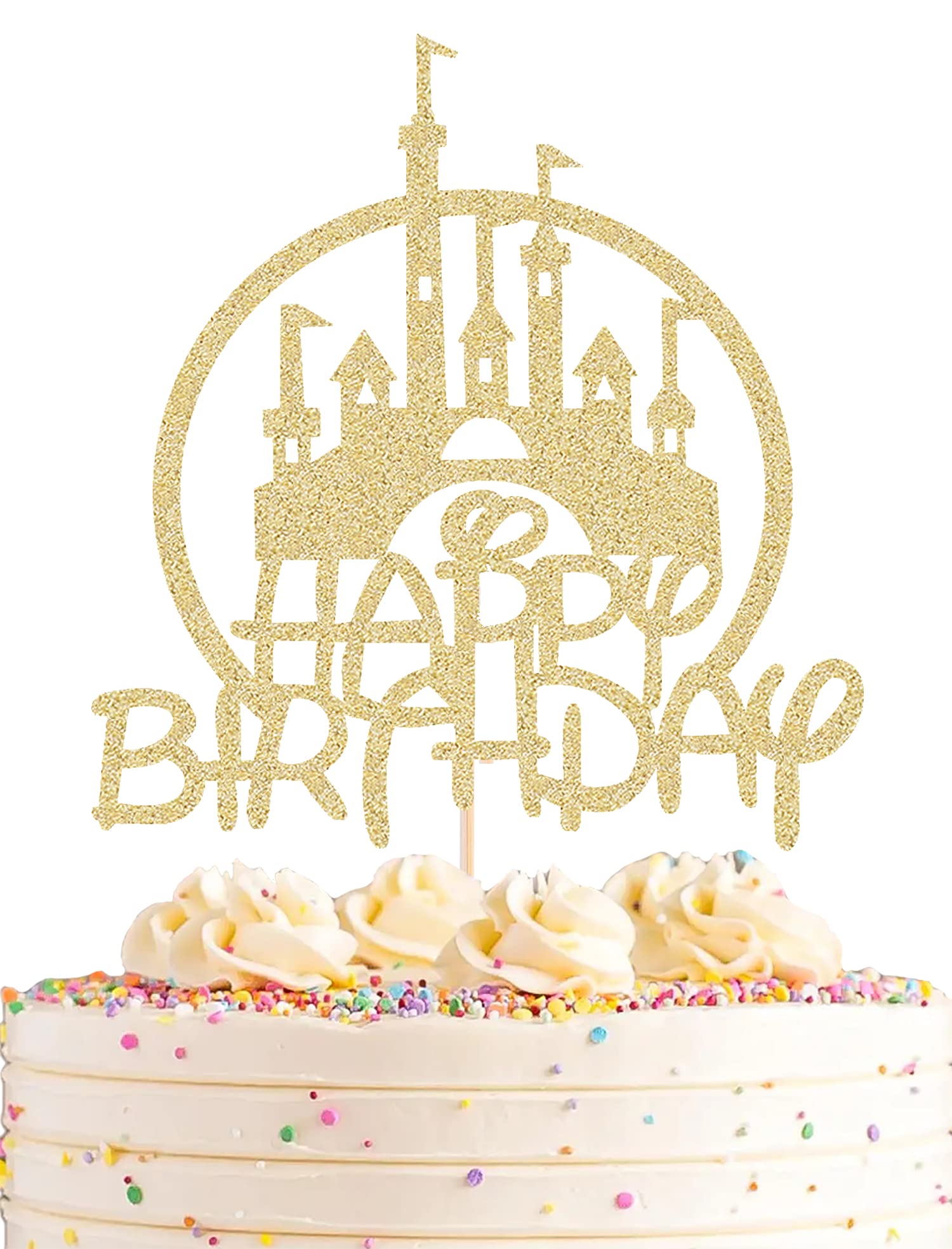 Castle Birthday Cake Topper - Gold Glitter KMC2Castle Theme Birthday ...