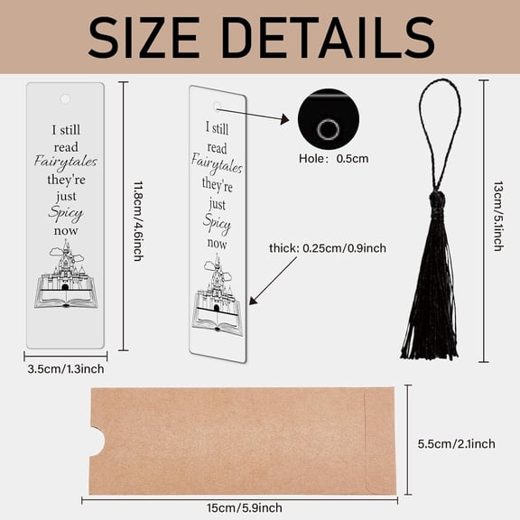 Castle Bookmark Clear Acrylic Book Markers Transparent Rectangle Inspirational Quote Decoration Reading Book Mark with Tassel for Graduation Bookish Teachers Students 4.6 x 1.3 Inch