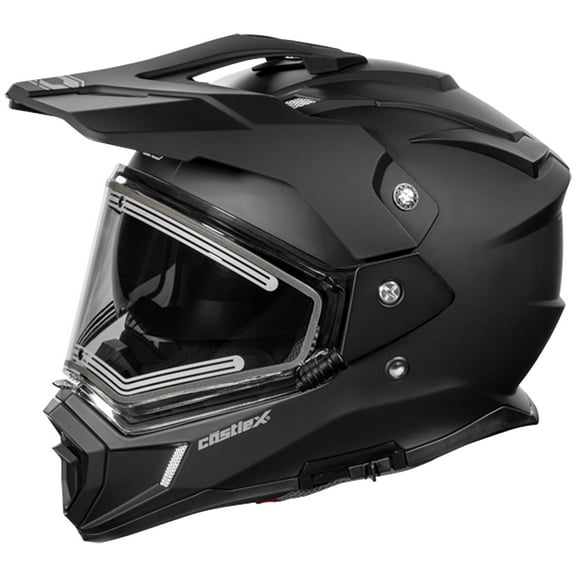 Castle X, 36-28089T, Adult Dual Sport Snowmobile Helmet - Heated Shield - CX200 - SOLID - Matte Black, 3X-Large