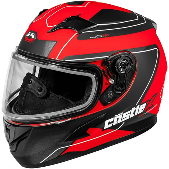 Castle X, 35-19118, Youth Full Face Helmet - Dual Lens - DOT Approved - CX360 - ATLAS - Matte Red, X-Large