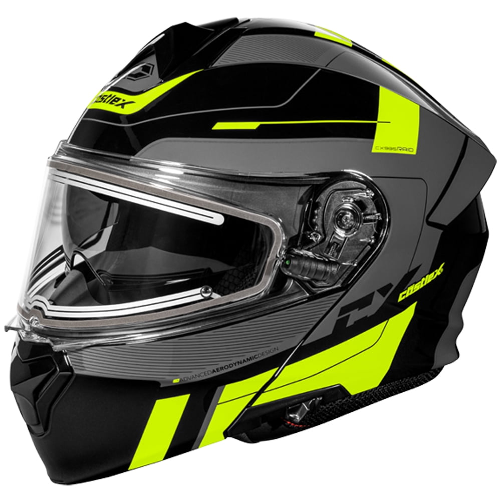 Castle CX935 Raid Modular Snow Helmet w/Heated Electric Shield Gloss Hi-Vis/Charcoal SM