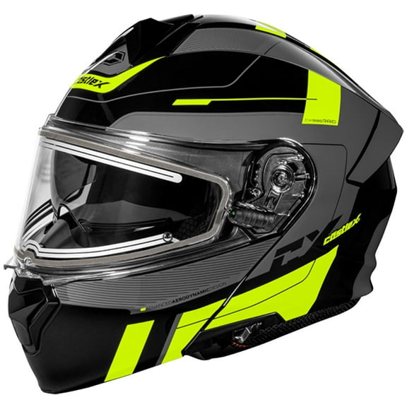 Castle X, 36-26132, Adult Full Face Modular Helmet - Heated Shield - DOT Approved - CX935 - RAID - Gloss Hi-Vis/Charcoal, Small