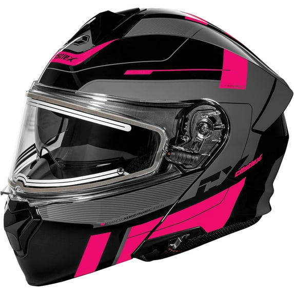 Castle CX935 Raid Modular Snow Helmet w/Heated Electric Shield Gloss Pink Glo/Charcoal XL