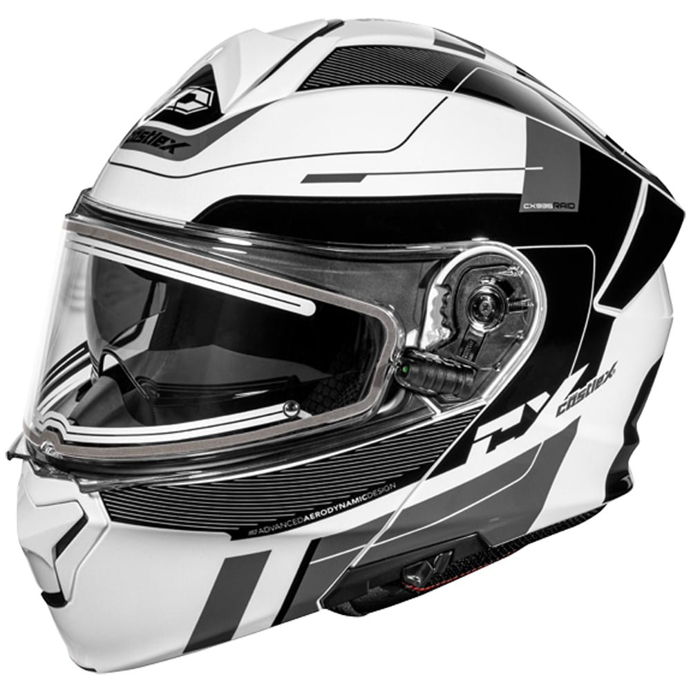 Castle CX935 Raid Modular Snow Helmet w/Heated Electric Shield Gloss White/Black 3XL