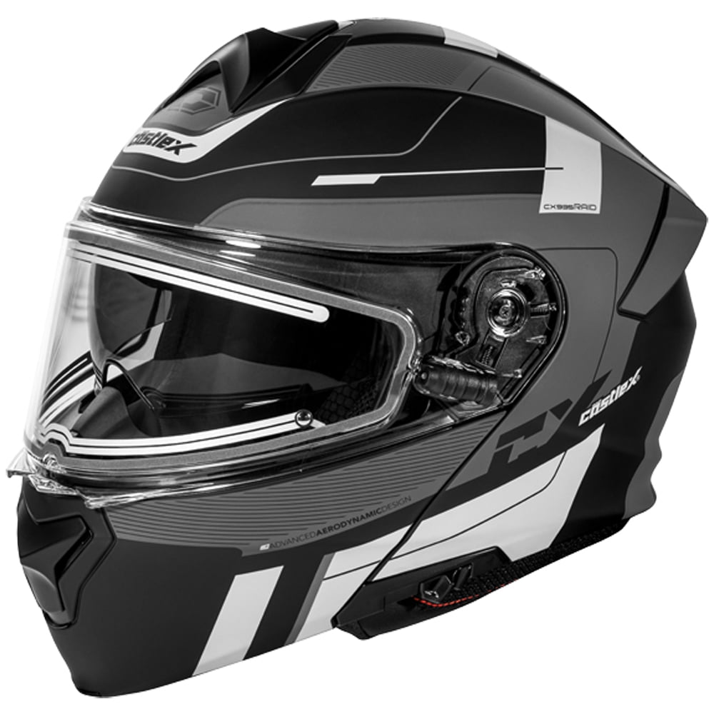 Castle CX935 Raid Modular Snow Helmet w/Heated Electric Shield Matte Charcoal/Silver SM