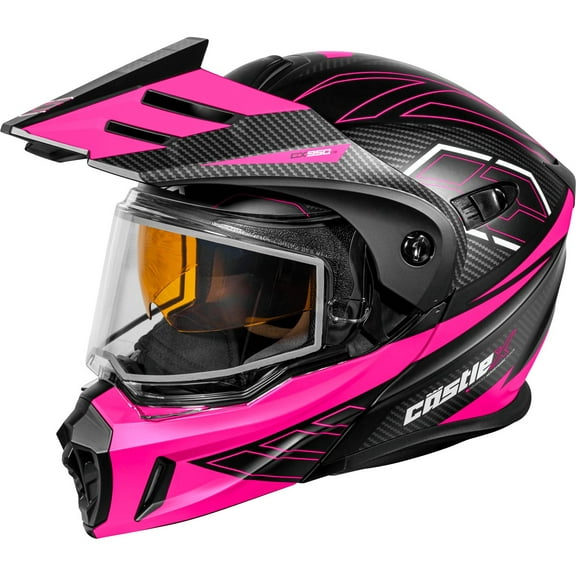 Castle CX950 V2 Fierce Modular Snow Helmet w/Dual Pane Shield Black/Pink Glo MD