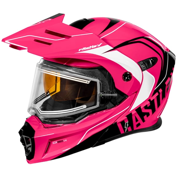 Castle CX950 V2 Wake Modular Snow Helmet w/Electric Shield Pink Glow/Black LG