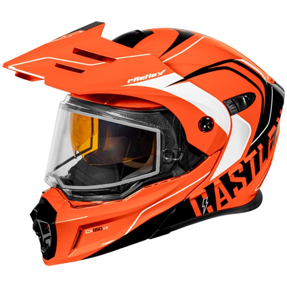 Castle CX950V2 Wake Snow Helmet w/Dual Pane Shield Flo Orange/Black SM