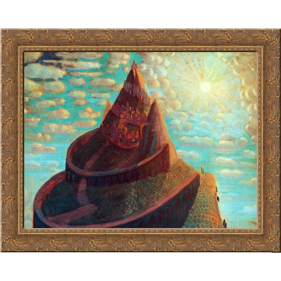 Castle (Castle Fairy Tale) 24x20 Gold Ornate Wood Framed Canvas Art by Mikalojus Ciurlionis