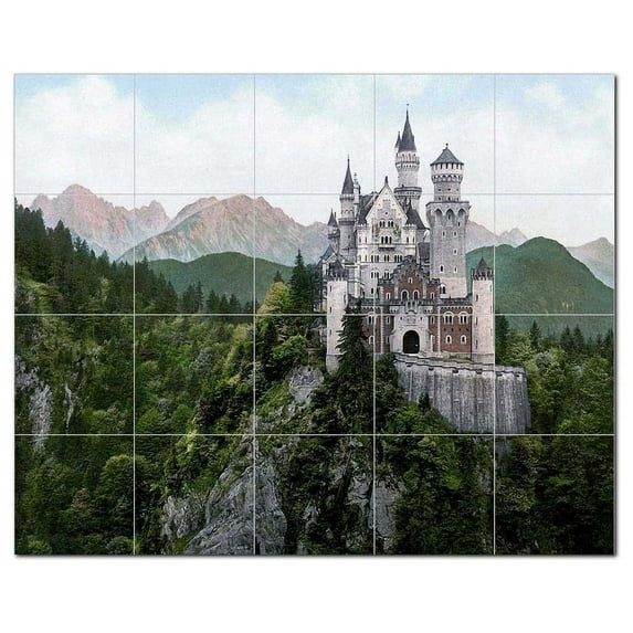 Castle Ceramic Tile Mural Kitchen Backsplash Bathroom Shower, 400427-XL54