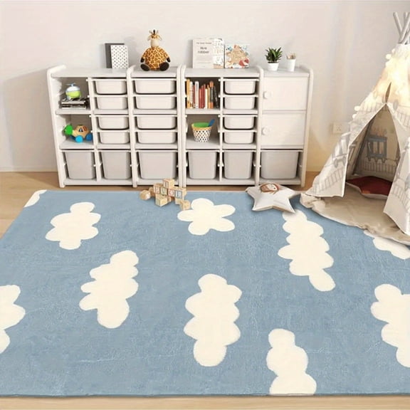Castle Cloud Carpet - Vibrant Cartoon Clouds, Extremely Durable, Super Soft, Easy to Clean And Machine Washable - Suitable for Decorating Living Rooms And Bedrooms