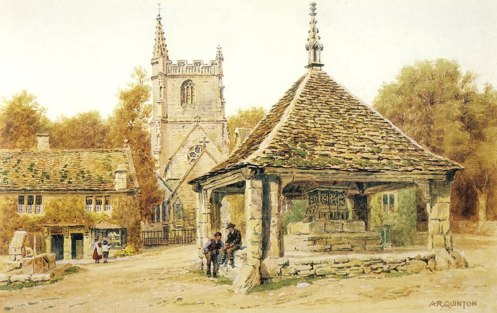 Castle Combe The Cross & Church Canvas Art - Alfred Quinton (18 x 24)