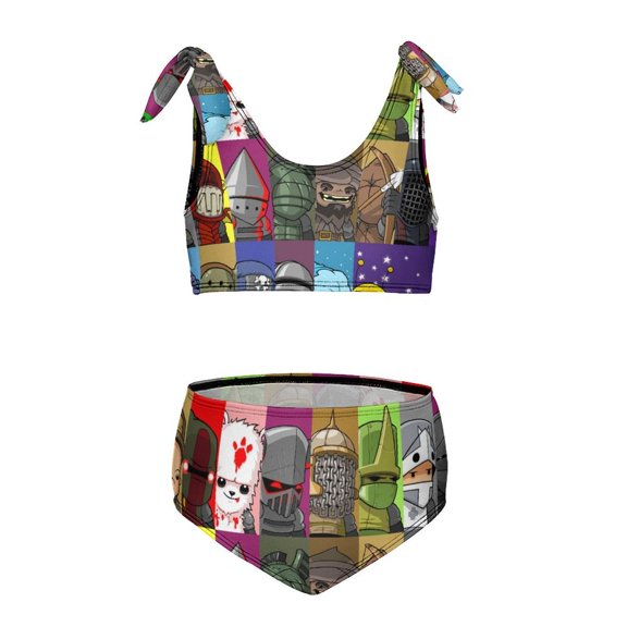 Castle Crashers Kid's Swimwear Two Piece Swimsuit Summer Beach Vacation Girls Bikini Sets Bathing Suit