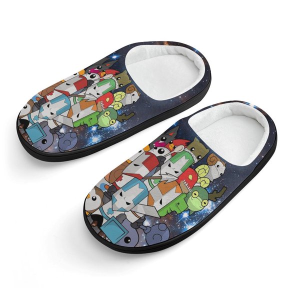 Castle Crashers Knight Game Cotton Slippers For Kids Winter Warm Soft Plush Slippers with Rubber Sole Non-Slip Indoor Outdoor Slip on Shoes For Teen Boys Girls Children