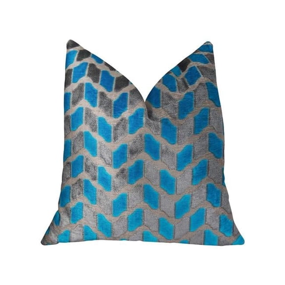 Castle Crest Turquoise & Gray Handmade Luxury Pillow, 20 x 26 in. Standard