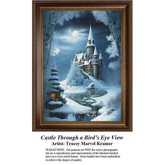 Castle Cross Stitch Pattern | Castle Through a Bird's Eye View (Pattern Only, You Provide The Floss and Fabric)