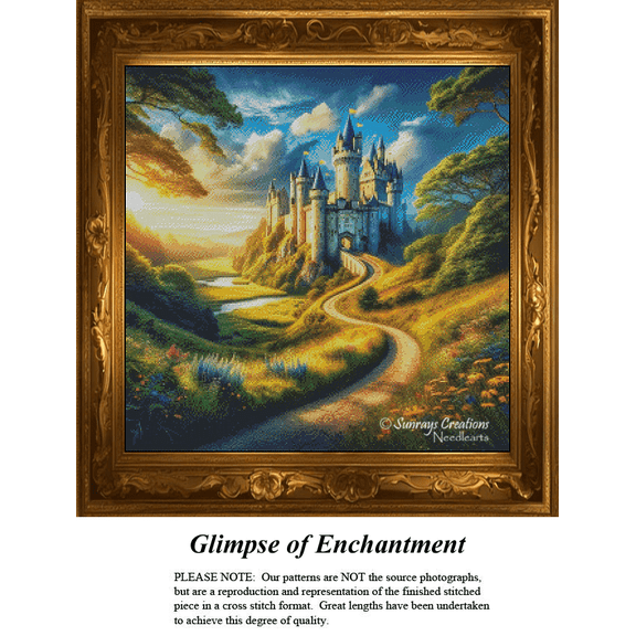 Castle Cross Stitch Pattern | Glimpse of Enchantment (Pattern Only, You Provide The Floss and Fabric)