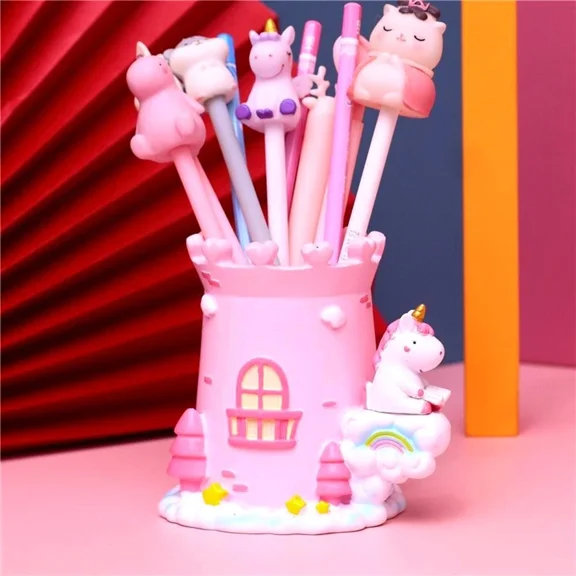 Castle Design Resin Pen Holder Desk Organizer For Pencils Brushes And Scissors