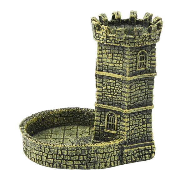 Castle Dice Tower with Tray,Castle Dice Tower Tray,Dice Rolling Tower and Tray,Easy Roller,for Board Game,Tabletop Game,Gold