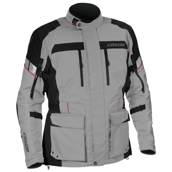 Castle Distance Mens Motorcycle Jacket Gray/Red LG