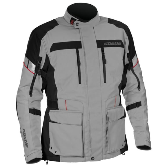 Castle Distance Mens Motorcycle Jacket Gray/Red MD