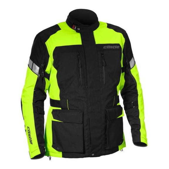Castle Distance Mens Motorcycle Jacket Hi-Vis Yellow/Black LG