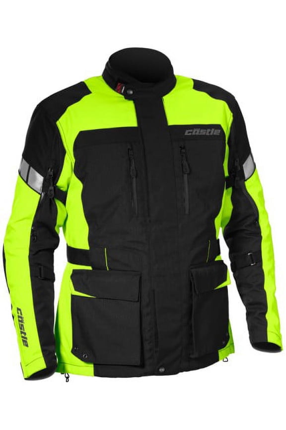 Castle Distance Mens Motorcycle Jacket Hi-Vis Yellow/Black LG