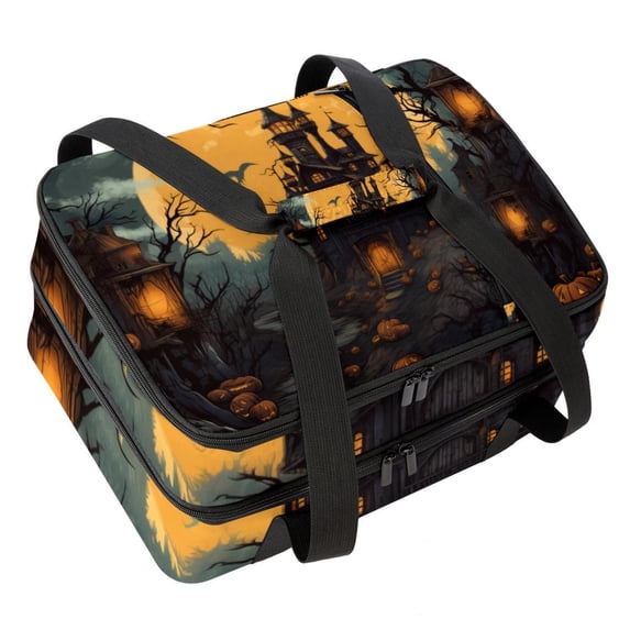 Castle Double Layered Insulated and Refrigerated Large Capacity Lunch Bag with Two Compartments - 7.1x11.4x16.1 Inches - Hand Carry Lunch Bags